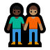 🧑🏿‍🤝‍🧑🏽 people holding hands: dark skin tone, medium skin tone display on Windows